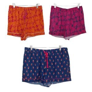 Uniqlo Sleep Shorts 3 Set Rayon Elastic Waist Floral Pajama Lounge Shorts Size L